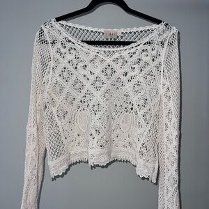 White Crochet Knit Top